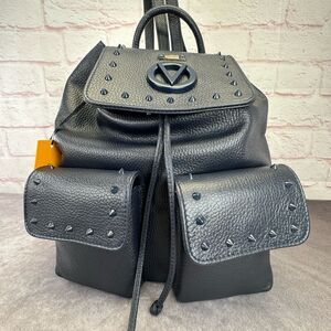 Valentino Mario Simeon Studded Leather Backpack Navy NWT